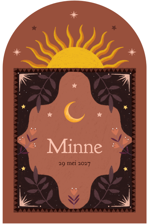 Geboortekaartje Minne | Geboortekaartje met zon in mooie boogvorm